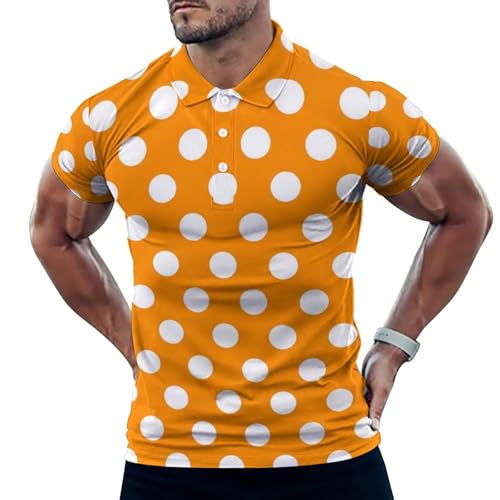Polo de golf pour homme manches courtes orange imprimé respirant