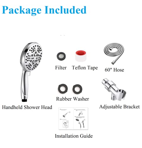 High Pressure Shower Heads With Handheld – 5" Bathroom Rain Shower Head - 5 Spray Settings High Flow Handheld Shower Head With 60” Long Hose And Adjustable Bracket – The Perfect Replacement Showerhead #TOP5