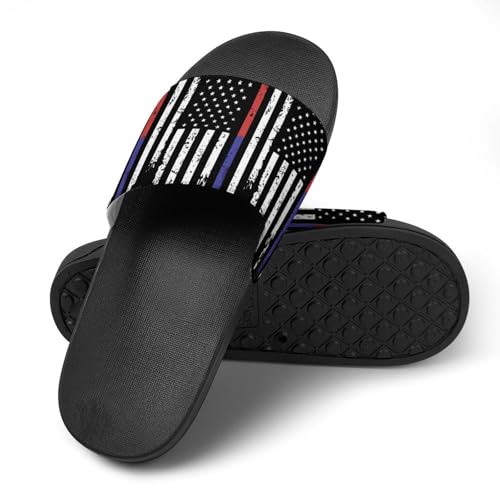 U.S. Thin Line Blue Flag Non Slip Slides Sandals for Women Men Quick Drying Shower Shoes for Bathroom Pool Beach4