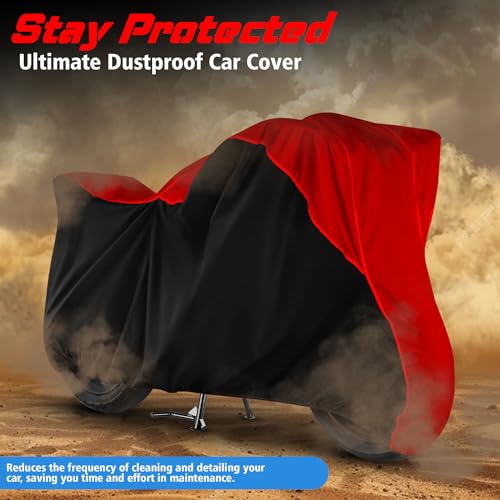 Image of Water Resistant Bike Cover Dustproof UV Protection Bike Body Cover for Bajaj Pulsar 150 All-Weather Protection with Red Piping - (Red & Black Design)