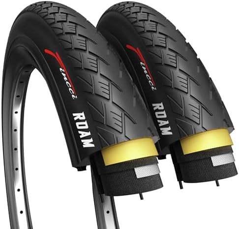 Fincci Pair 700x38c Bike Tire - Semi-Slick 700c Bike Tire - Gravel Foldable Kevlar 40-622 Puncture Resistant Bike Tires 1 mm Nylon, Urban 700c Wheelset for Electric, Hybrid, Road, City Touring Bikes