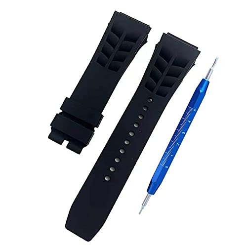 Kevisae Rubber Silicone Watch Band Compatible with 25mm Richard Mille Black Orange Red Watch Strap- 25 * 20mm Richard Mille Rubber Watch Band Strap