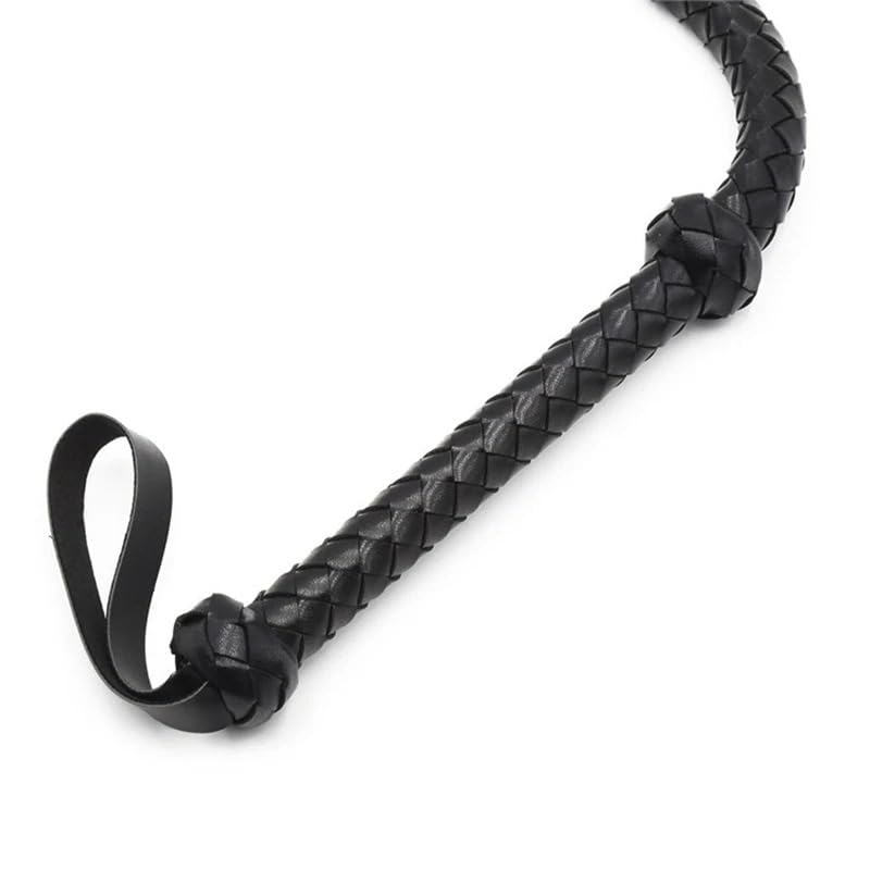 Frustino Cavallo Flogger for frustino da Equitazione con Testa di Nappa Intrecciata in Pelle Frusta Cavallo 71 cm