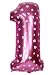 Palloncino - pallone - numero 1 - altezza 100 centimetri - colore rosa - cuori - compleanno - capodanno - festa - decorazioni
