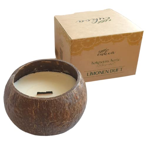 Eukoa Bougie parfumée à la noix de coco - Coffret cadeau - Bougie d'aromathérapie en cire de soja - Méditation - Bougies de voyage pour soulager le stress, relaxer le corps, Noël, bain, yoga (limone) Cover