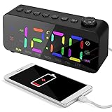【USB-Ladegerät und SNOOZE Funktion】Das USB-Ladegerät liefert beim Anschließen eine Ausgangsleistung von 5 V1 A, mit der Sie Ihr Mobiltelefon, Ihren Bluetooth-Kopfhörer oder Ihre Smartwatch aufladen können. Außerdem kann der große Knopf auf der Wecker Ihnen helfen, ganz einfach 9 Minuten länger zu schlafen, unbegrenzt oft, machen Sie sich nie wieder Gedanken über das Verschlafen!