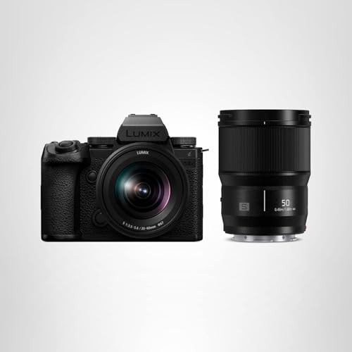 Panasonic LUMIX S5IIX Mirrorless Camera, 24.2MP Full Frame Phase Hybrid AF, Unlimited Recording, 5.8K Pro-Res, RAW, IP Streaming, 20-60mm F3.5-5.6 + 50mm F1.8 Lenses, LUMIX Digital Camera, DC-S5M2XWK