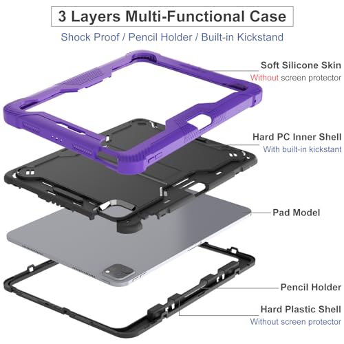 Étui Apple iPad Pro 11 2024 M4 béquille antichoc robuste de qualité - 2
