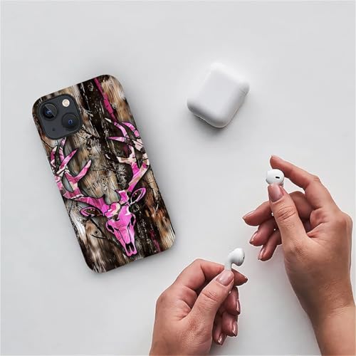 Coque iPhone 14 Plus camouflage cerf rose et silicone rigide hybride - 4