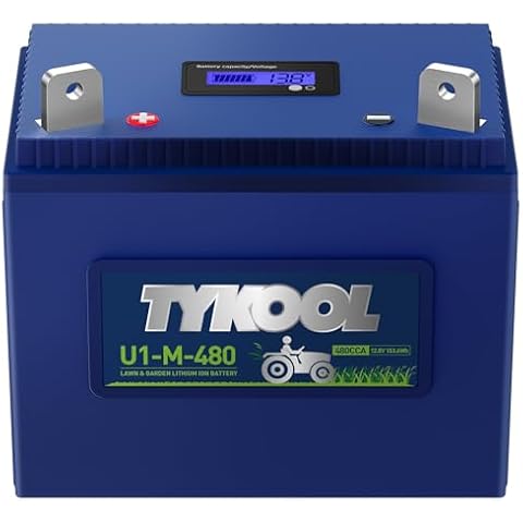 TYKOOL 5X Longer Life,480CCA, Group U1 Lithium LiFePO4 Lawn Mower Battery,Garden Tractor Battery, Fits for Ride on Lawn Tractor and Mower,Compatible with John Deere,Cub Cadet,Craftsman,Toro,Troy-Bilt Cover