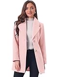 Allegra K Women's Elegant Notched Lapel Button Single Breasted Winter Coat X-Small Pink