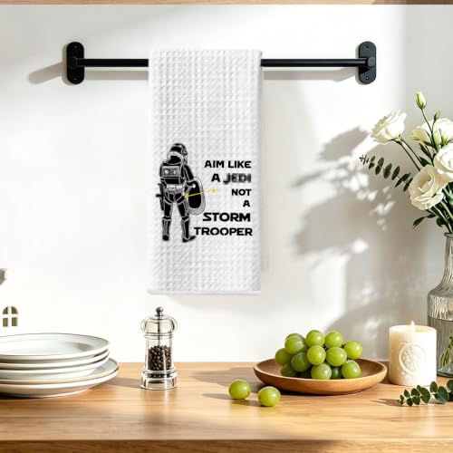 Image of Funny Flamingo Hand Towels for Bathroom, S Wars Waffle Weave Hand Towels | Funny Kitchen Accessories, Geek Home Kitchen Bathroom Decor, Housewarming Gifts 14x24 Inch