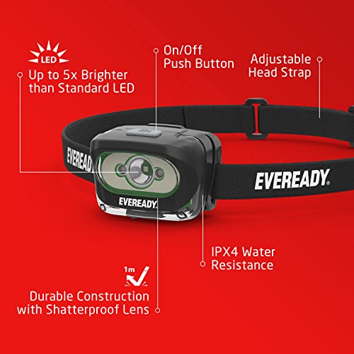 Eveready Rechargeable Led Headlamps (2-Pack), Ipx4 Water Resistant Head Lights For Running, Camping, Emergency, Outdoors (Usb Cable Included),Black (2-Pack),Adjustable #TOP4