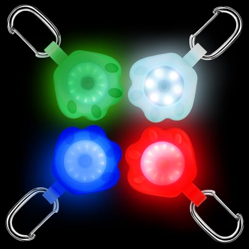 Novkin 2 x Hundelicht mit wiederaufladbarem USB-Halsbandlicht, IP67, wasserdicht, LED-Hunde-Sicherheitslichter für nächtliche Spaziergänge(Regenbogen und Regenbogen)