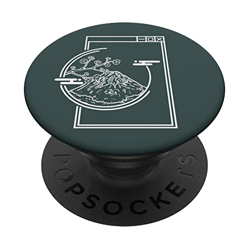 Paravent japonais Y2K 90s Fleurs de cerisier et Mt. Fuji sur un écran PopSockets PopGrip Interchangeable