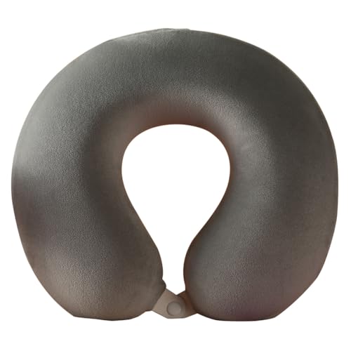 Image of MINISO Travel Pillow Neck Pillow, Inflatable Travel Pillow Adjustable 100% Memory Foam Neck Support Pillow for Travelling, Sleeping, Napping Suits for Airplane, Car, Home & Office (Grey)