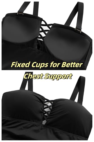 Women Plus Size One Piece Swimsuit - Tummy Control Bathing Suits Ruched Lace up Swimwear Retro Swimsuits 20253