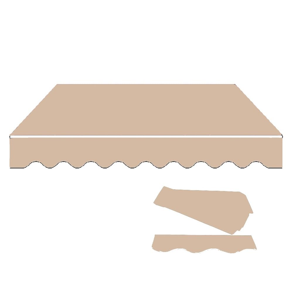 GJZQDKX Retractable Manual Awning Replacement Fabric for Outdoor Use Canvas for Door & Window 200cm 250cm 300cm 400cm (Khaki 16x10ft/500x300cm) - Weather-Resistant UV Protection