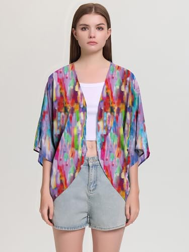 Image of Chunoy Women Short Sleeve Chiffon Kimono Beach Swimsuit Cover Up