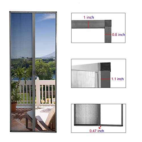 Makefeile Retractable Sliding Metal Frame Screen Door Indoors Security Patio Mesh Serving For Front Back Doors Storm Screen Mesh White Custom Size. #TOP2