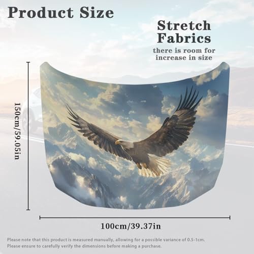 Image of Bald Eagle Print Car Hood Cover, Elastic Polyester Waterproof Cover for Car Hood All Weather Universal Car Exterior Accessories for Most Sedans SUV Trucks Pickup