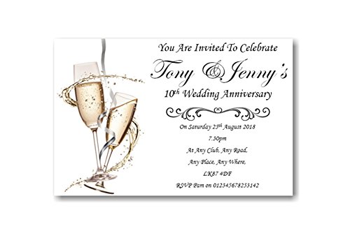 Bespoke Candy Delights Personalised Beautiful Wedding Anniversary Invitations/Invites Ref WA22 Complete with self seal envelopes (20)