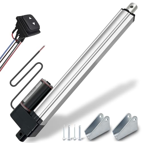 Moteur linéaire électrique 12V avec interrupteur et vérin 900N course 30,5cm