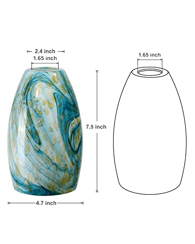 Image of Globe Glass Pendant Lamp Shade Only Light Fixtures Replacement for Mini Pendant Light Art Glass Lamp Covers for Kitchen Island Table lamp glass shade replacement Blue Mixed Yellow