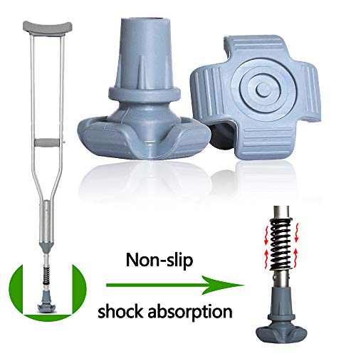 High Performance Crutch Rubber Tips,1 Pack of 2, Gray, 7/8 Inch