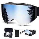 GGBuy Ski Goggles Frameless Flip Up Snow Goggles for Men and Women, Anti-Fog UV Snowboard Goggles, Youth and Adult Ski Goggles (grey)