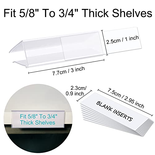 Shelf Label Holder,Chanqnton 44Pcs 3X7/8'' Shelf Labels,Tag Ticket Sign Label Holders Clip On For 5/8'' To 3/4'' Thick Shelves With Matched Blank Inserts #TOP2