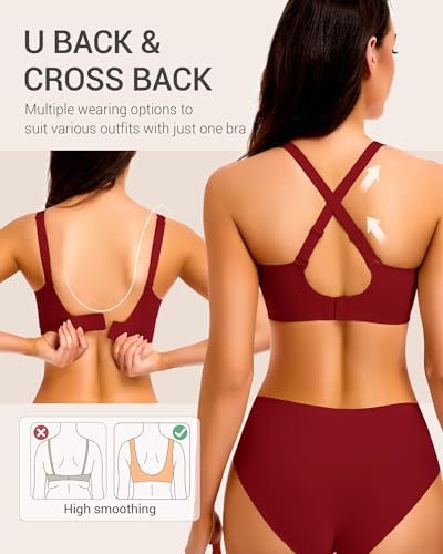 Image of Gailife Deep V Jelly Bras for Women No Underwire Wireless Seamless Push Up Bra Comfort Support Plunge Bralette Full Coverage
