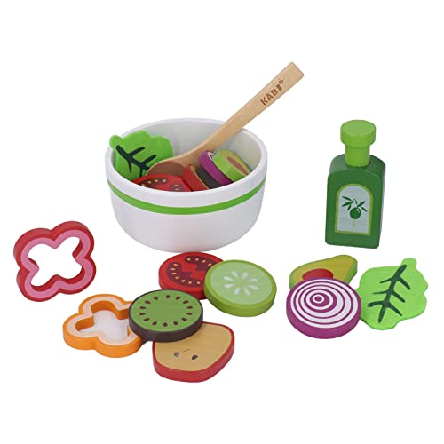 Acogedor 木製野菜サラダおもちゃ、楽しいフルーツサラダおもちゃ、論理能力を向上、無垢材素材