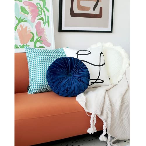 Corkwaw 14Inch Round Throw Pillow,Velvet Meditation Cushion Cushion Is Used For Sofa, Bed, Car And Decorative Floor (Royal Blue) #TOP2