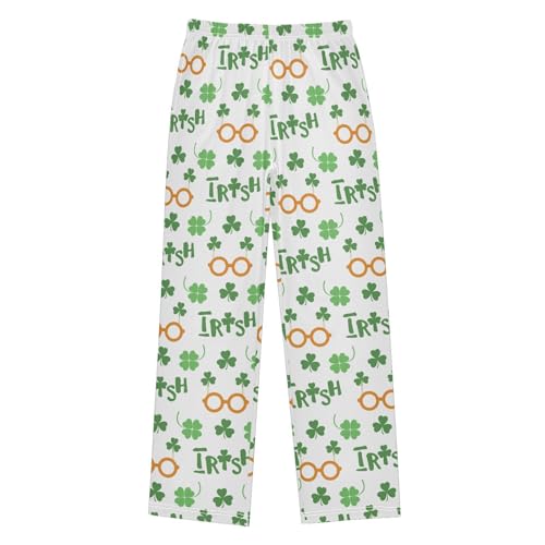 Irish Clover Glasses Boys Long Pants Soft Trousers Elastic Waist Kids Lounge Bottoms with Pockets S-XL