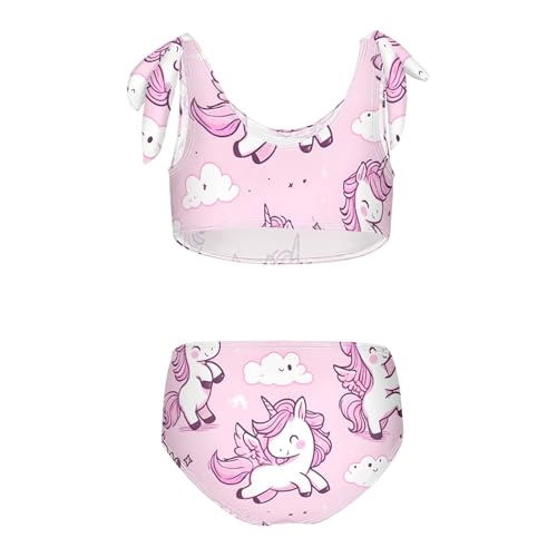 Girls' Bikini Set, Cartoon Cute Dancing Unicorn Kids Swimsuit 2 Pcs Beach Bathing Suit2