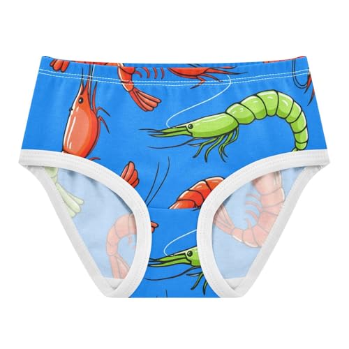 Cartoon Red Green Shrimps Blue Toddler Underwear Custom 2t Cotton Panties for Girl Pattern Kids Undies Briefs