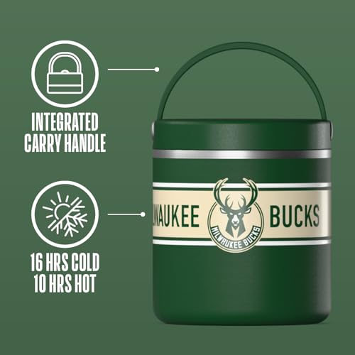 Image of Hydrapeak x NBA Officially Licensed Milwaukee Bucks 25oz Stainless Steel Vacuum Insulated Thermos Food Jar with Handle, Wide Mouth Leak-Proof Soup Thermos for Adults, 10 Hours Hot and 16 Hours Cold
