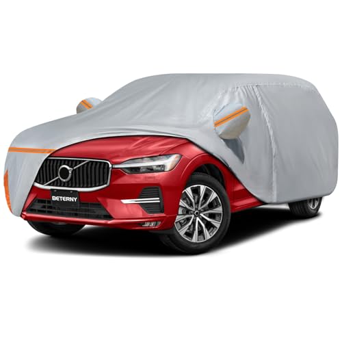 Image of Car Cover for 2008-2025 Volvo XC60, Waterproof Custom-fit All Weather Sun Rain UV Dust Snow Protection Outdoor XC60 Full Car Cover with Door Zipper and Cotton Lining-Gray