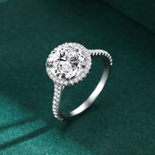 Silver Wedding Bands For Women 925 Sterling Silver Ring Size 5 Cubic-Zirconia Round Halo Gifts For Ladies Mother Elegant4