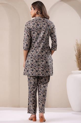 Image of Janasya Women's Pure Cotton Floral Printed Straight Co-ord Set