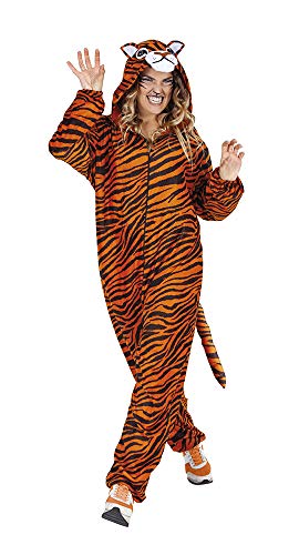 Rubies Tigerkostüm für Erwachsene, Unisex, Einheitsgröße, Jumpsuit mit Kapuze und Schwanz, Original, Karneval, Weihnachten, Geburtstag, Party und...