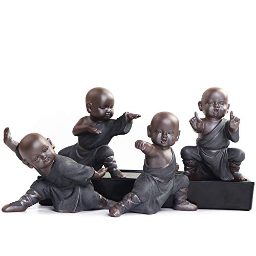 Kingzhuo Figuras de monje chino de Kung Fu para decoración del hogar, regalo de inauguración de la casa, adorables figuras de Buda, exhibición de mesa, sala de estar, dormitorio, adornos decorativos