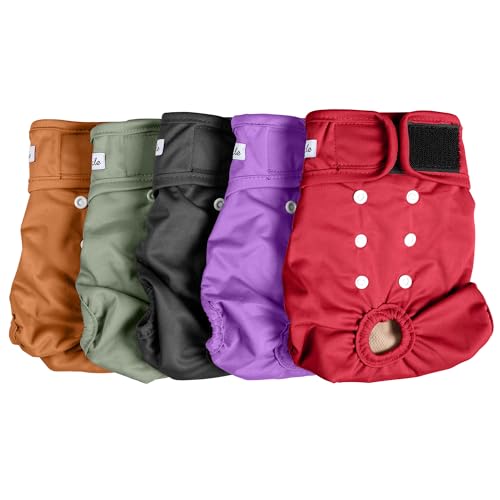 Grecle Washable Reusable Female Dog Diapers, Dog Doggie Puppy & Doggy Diapers Female,Period Panties in Heat, Red XXL
