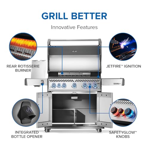Image of Napoleon Rogue PRO-S 625 Natural Gas Grill with Infrared Side and Rear Burners, Stainless Steel, Durable 7-Burner Outdoor BBQ