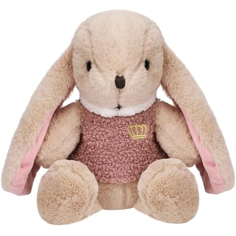 Entallor Soft Bunny Stuffed Animal, 11.8 in Beige Plush Rabbit with Big Pink Ears, Cute Pretend Play Rabbit Toys for Toddlers Boys Girls, Easter Valentine Day Kids Gift Cover
