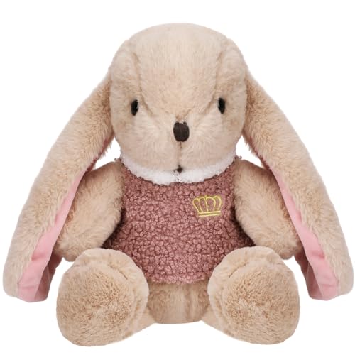 Entallor Easter Soft Bunny Stuffed Animal, 11.8' Beige Plush Rabbit with Big Pink Ears, Adorable...