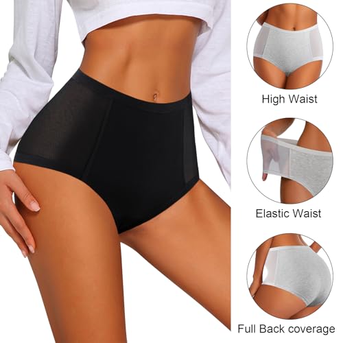 Image of Eiggam Women's Cotton Bikini Panties,High-Cut Full Coverage Stretch Cool Underwear for Women