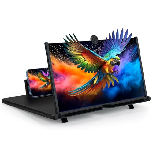 Handy vergrößerungs Bildschirm 14 Zoll, 3D HD Handy Lupe für Smartphone, Anti-Blaues, Faltbarer Ständer für Bildschirmlupen, Kompatibel Mit Allen Smartphone