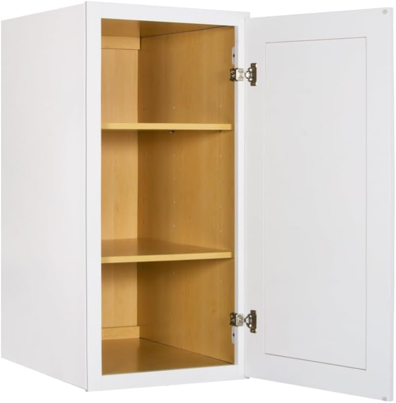 Utility Cabinets - Arcadia White Shaker RTA (Ready to Assemble) | Soft Close Doors & Drawers | Adjustable Hinges | 24"D Wall Cabinets | 54"H Base Cabinets (Wall Utility Cabinet, 24"D x 18"W x 36"H) - Image 3